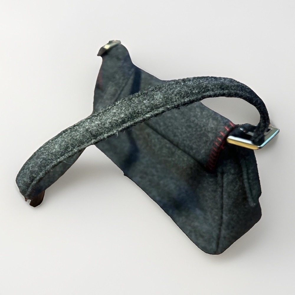 Vintage Liz Claiborne Villager Wool Felt Baguette Shoulder Bag Gray Red Stitch - Picture 3 of 5